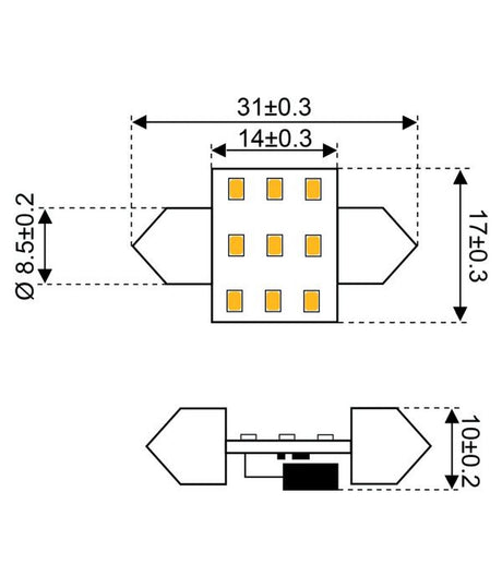 Talamex LED-lamp LED9 festoon 10–30V 31 mm 2700K