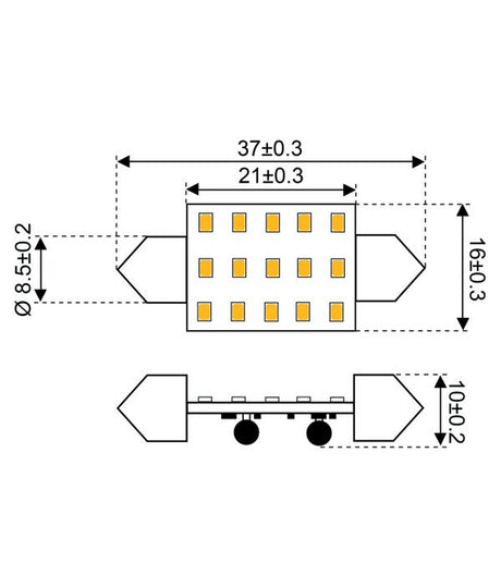 Talamex Ledlamp led15 festoon 10-30V 37mm 2700k