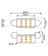 Talamex ledlamp LED27 festoon 10-30V 42 mm 2700K