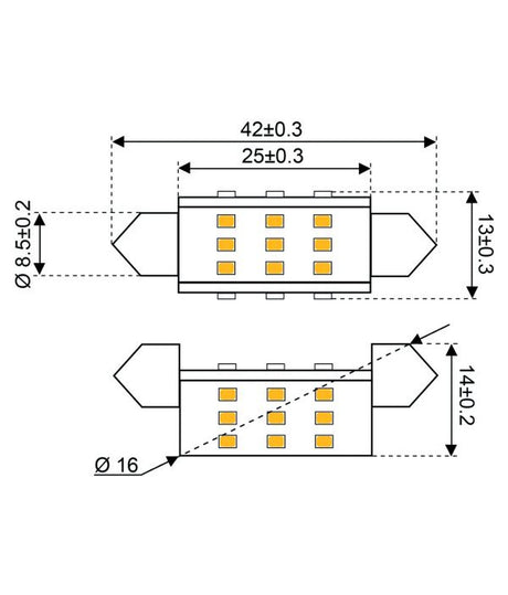 Talamex ledlamp LED27 festoon 10-30V 42 mm 2700K