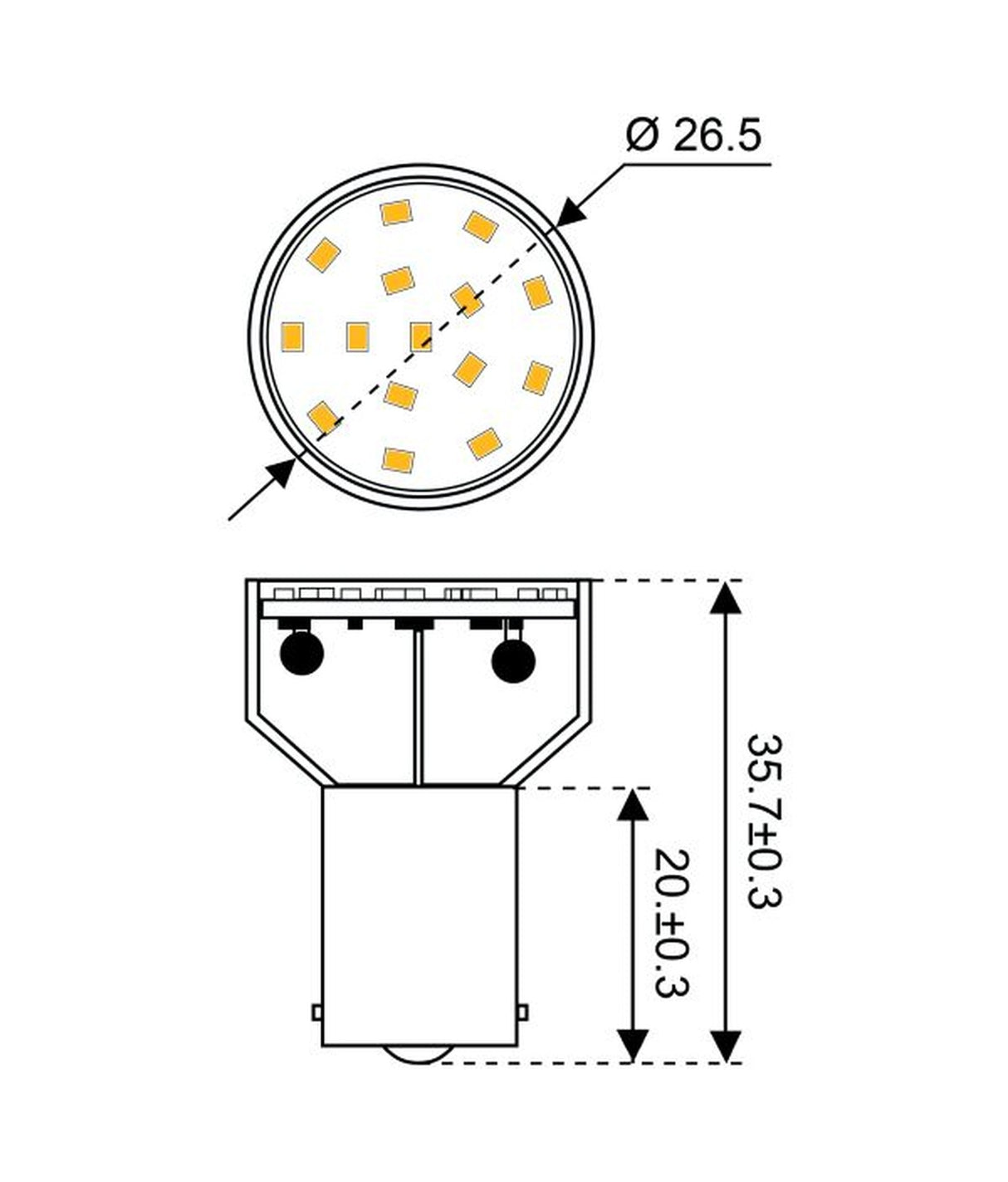 Talamex Lampada LED led15 10-30V BA15S 2700k