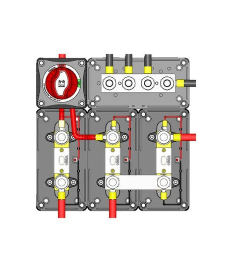Talamex barra collettrice heavy duty 12xM4 e 4xM6, max 100A – 48V DC