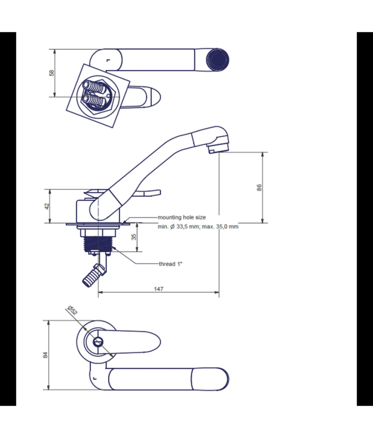 Dometic Tap AC 539 – polished chrome, 1.5 bar