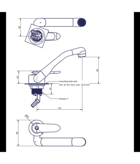 Dometic Wasserhahn AC 539 – Chrom poliert, 1,5 bar