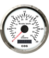 Wema série argent GPS compteur de vitesse blanc 30kn/54km IP67 Ø96 mm