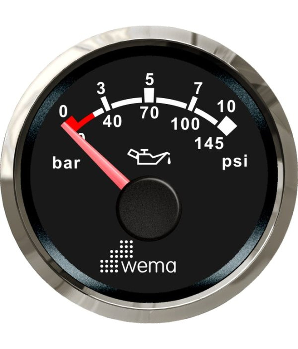 Wema Silverline manomètre d'huile 10 bar NMEA2000 noir IP67