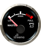 Wema Silverline jauge de réservoir d'eau usée NMEA2000 Ø 56 mm noir