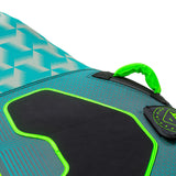 Jobe Hydra Funtube 1P detail met turquoise patroon, zwart zitvlak en groene handgreep