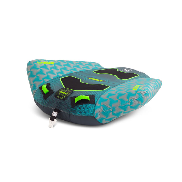 Jobe Hydra Funtube 1P boven aanzicht in turquoise grijs met zwarte pads en groene handgrepen