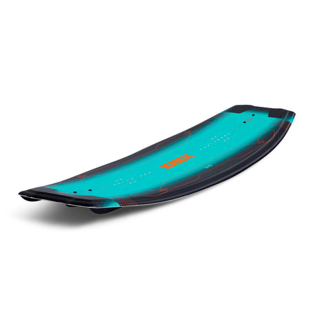 Jobe Logo Series Wakeboard bovenaanzicht in turquoise met zwarte randen en oranje logo
