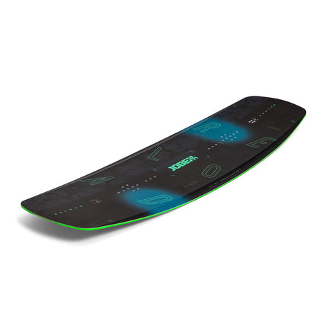Jobe Reload Kabel Wakeboard boven aanzicht, zwart board met groene rand en turquoise details