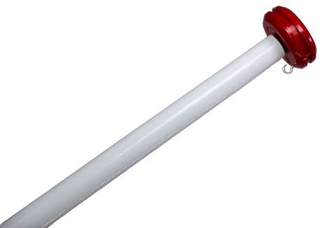 Vlaggenstok hout wit 200cm dia 3cm met rode knop