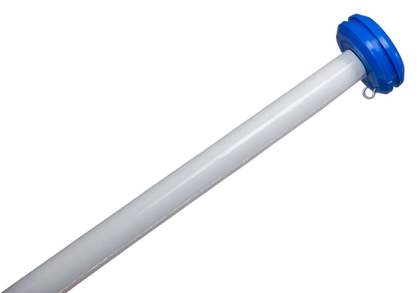 Vlaggenstok hout wit 200cm dia 3cm met blauwe knop