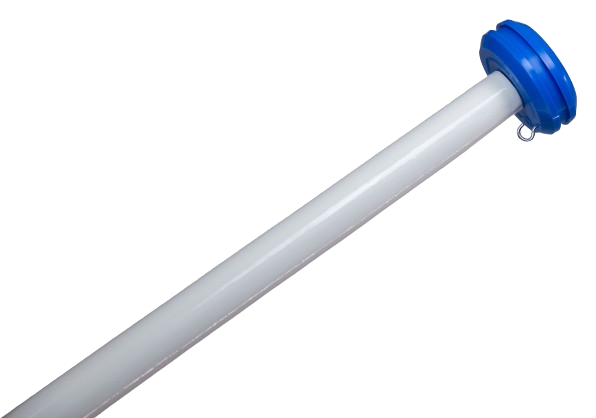 Vlaggenstok hout wit 200cm dia 3cm met blauwe knop