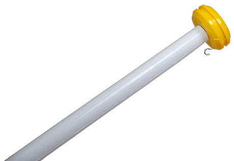 Vlaggenstok hout wit 200cm dia 3cm met gele knop