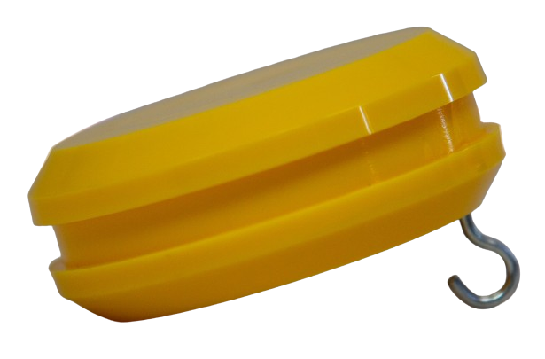 Knop kunststof geel met haak t.b.v. witte vlaggenstok