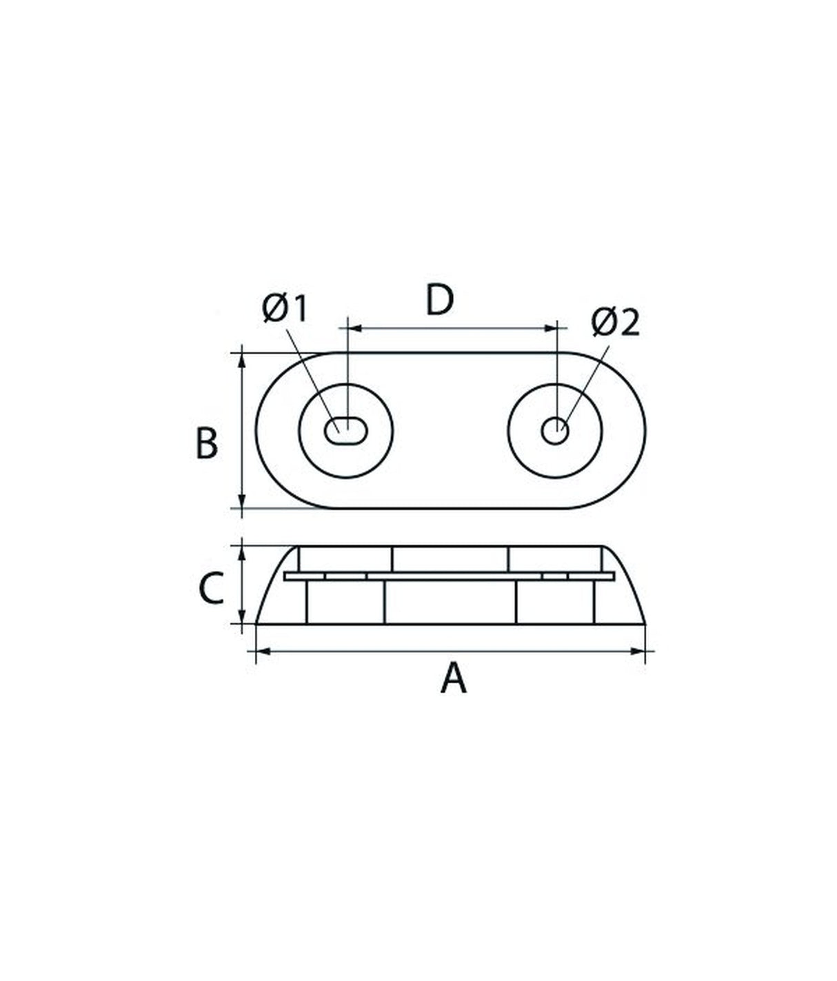 Anode de rupture Talamex aluminium type V 15 0.45kg 150x60x25mm