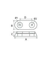Talamex anode sacrificielle aluminium en V 25 1.00kg 250x65x28mm