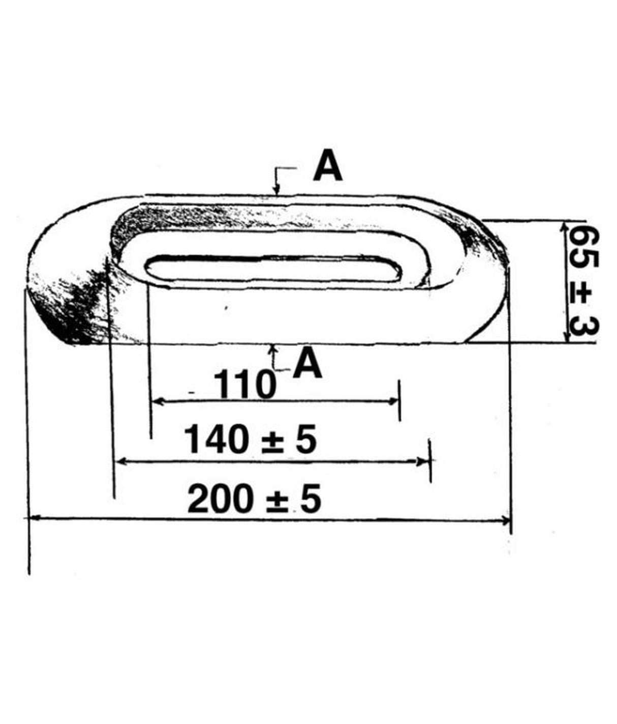 Talamex anode romp zinc vissable 1.20kg 200x65x35mm