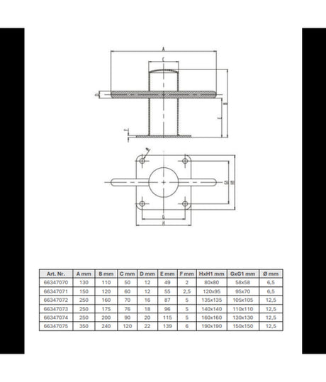 Talamex Bolder RVS316 50 mm – avec plaque de base
