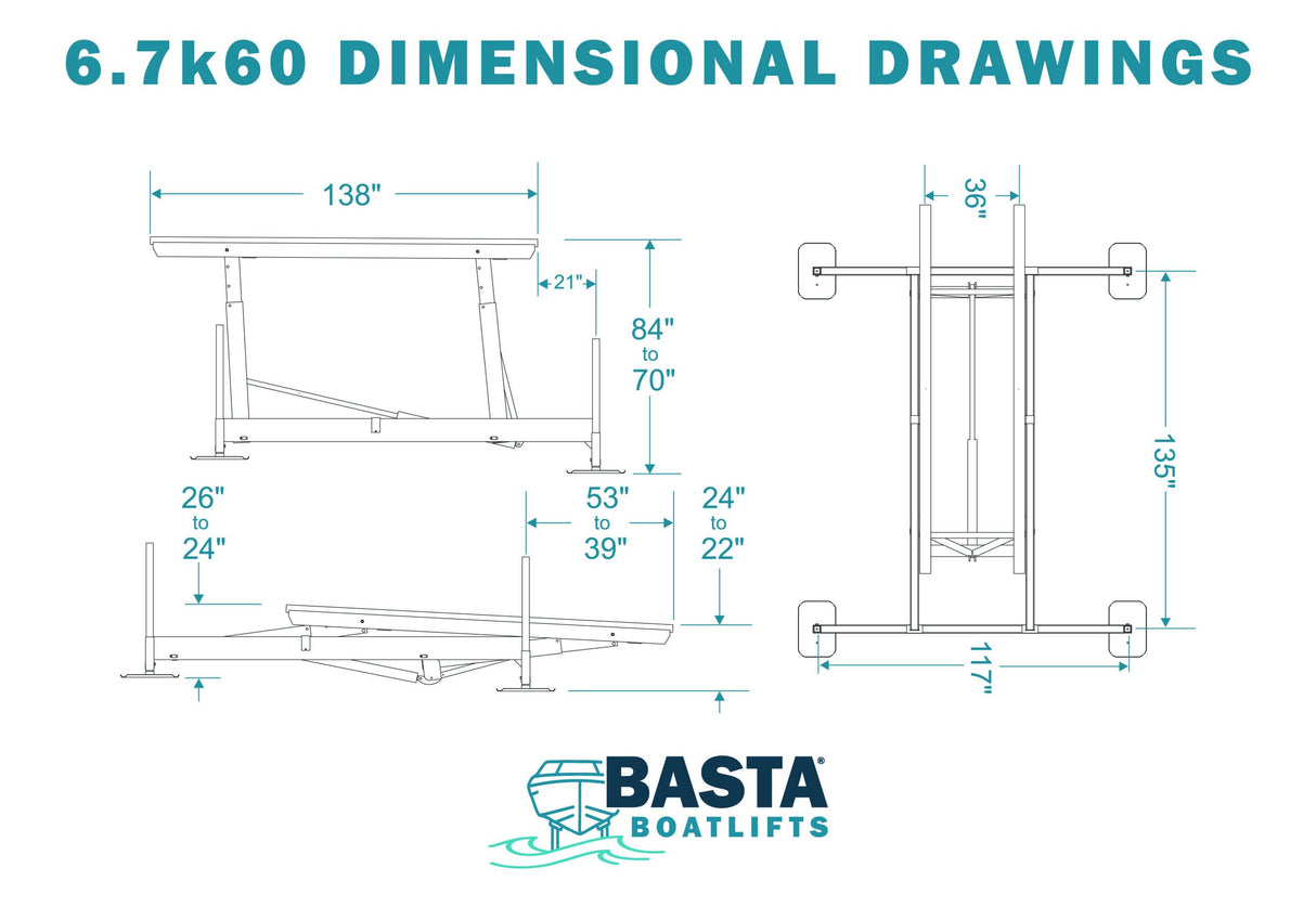 Basta Boatlifts Hydraulischer Bootslift 6.7K61 – mit Solarpanel