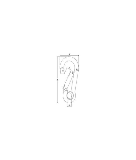 Talamex mosquetón con ojo y puente de seguridad acero inoxidable AISI 316 70 mm