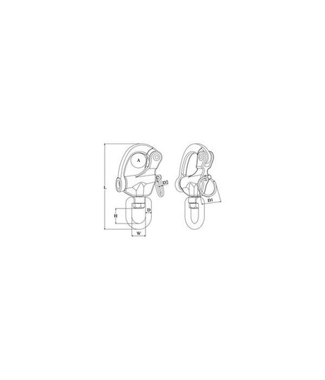 Chiusura a scatto Talamex con occhiello girevole 70mm – Acciaio inox AISI 316
