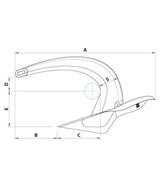 Vulcan anker gegalvaniseerd 12 kg – zonder roll-bar, rondlopende schacht