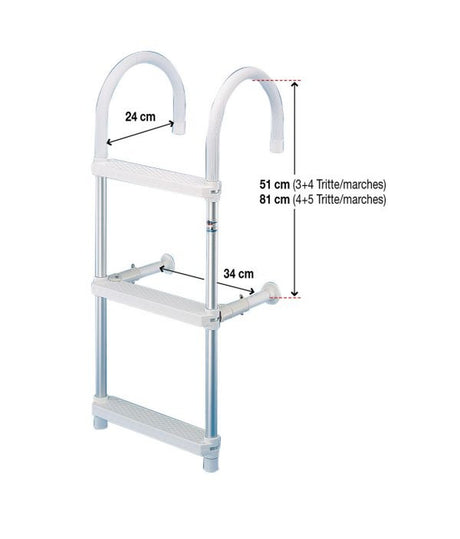 Trem échelle de piscine 4 marches 110 cm – pliable, aluminium anodisé