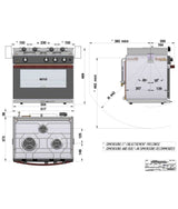 Eno 3-pits kooktoestel met oven Allure – cardanische ophanging