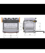 Eno 3-pits kooktoestel met oven Allure – cardanische ophanging