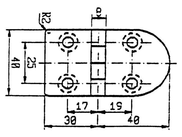 Scharnier rvs 70x40mm 90ø