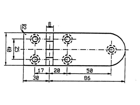 Scharnier rvs 116x40mm 90ø