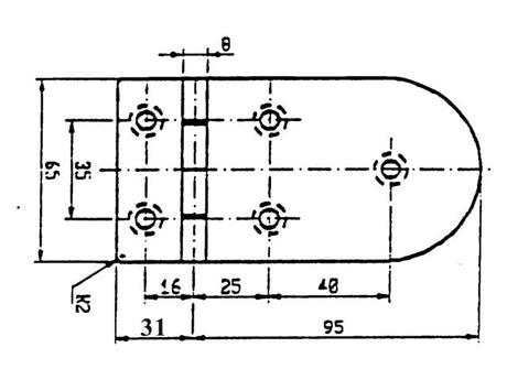 Scharnier rvs 120.4x65mm 90ø