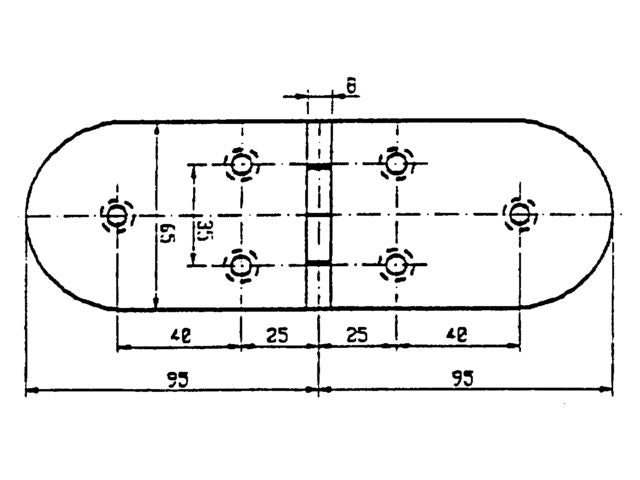 Scharnier rvs 190x65mm 90ø