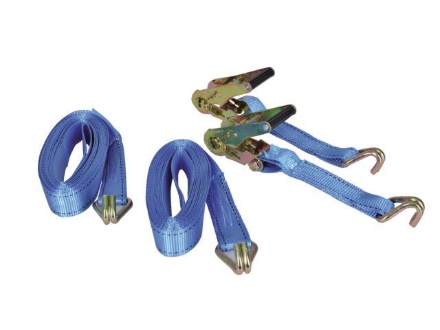 Spanband met ratelgesp &amp; j-haak 38mm 6.0m (2 stuks)