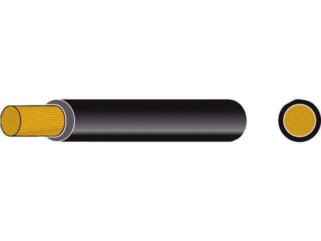 Accukabel ge‹soleerd 95mmý zwart (10m)