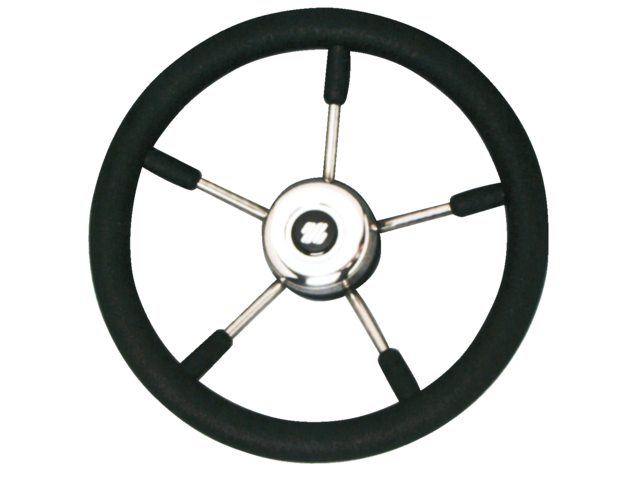 V57 stuurwiel zwart/rvs 5-spaaks