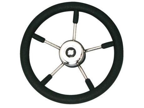 V57 stuurwiel zwart/rvs 5-spaaks