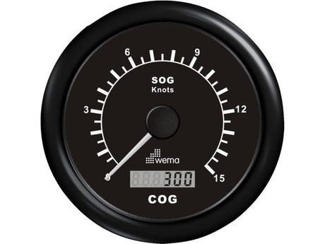 GPS speedometer 0-15 kn zwart incl. antenne