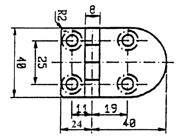 Scharnier rvs 57x40mm 90ø