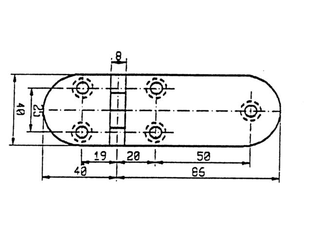 Scharnier rvs 126x40mm 90ø