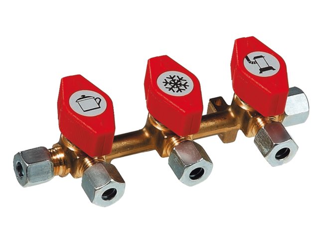 Gaskraan dubbel met 8mm knel x 8mm knel