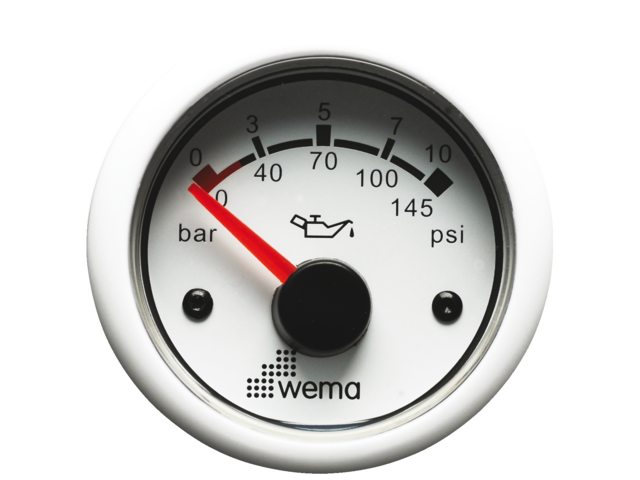 Oliedruk meter wit 365psi/25bar