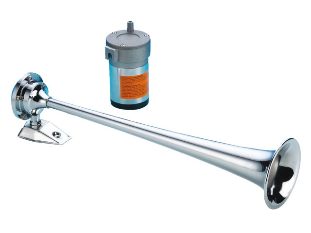 Luchthoorn enkel 12V messing verchroomd