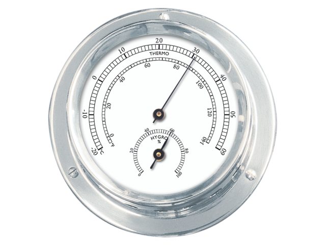 Thermo-hygrometer verchroomd 110/84mm