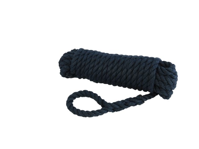 Landvast polyester 3-strengs navy 12mm 10m
