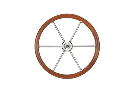 V85 stuurwiel rvs/teak 6-spaaks