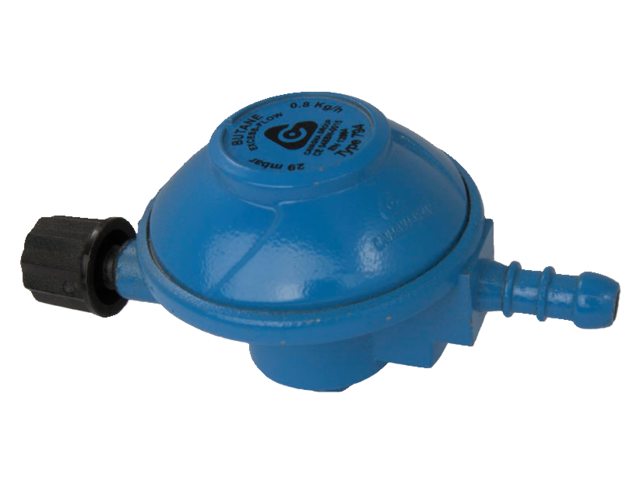 Gasdrukregelaar campinggas 30mbar met 8mm slangpilaar