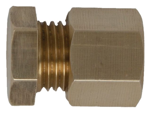 Eindstop messing met knelkoppeling 8mm
